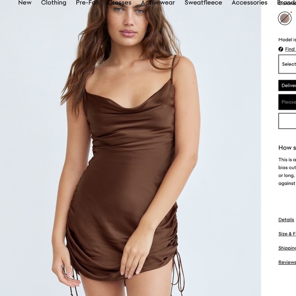 NEW Aritzia Wilfred Only Ruched Slip Dress Size S Electric Fuchsia satin NWT - Picture 13 of 14